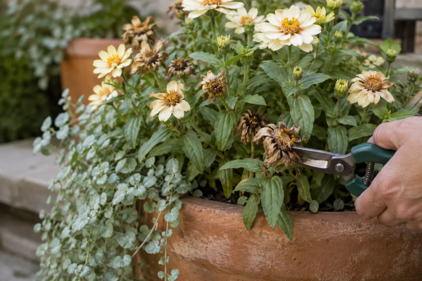 Tidy a tired container by observing first, then removing only what needs to go.